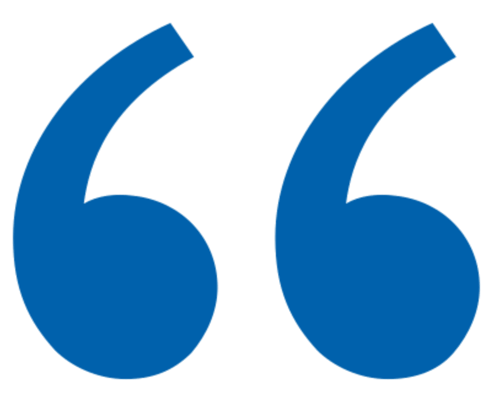 Blue quotation mark on a white background
